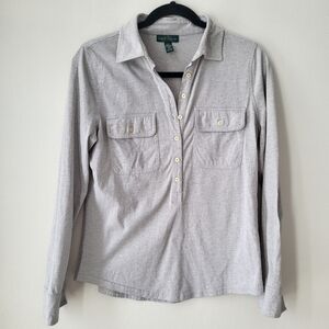Ralph Lauren Light Gray Long Sleeve Polo